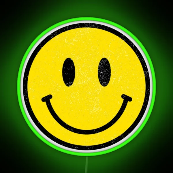 Vintage Retro Happy Smiley Face 80s 90s Aesthetic RGB Neon Sign