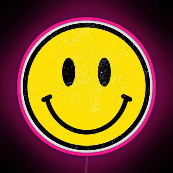 Vintage Retro Happy Smiley Face 80s 90s Aesthetic RGB Neon Sign