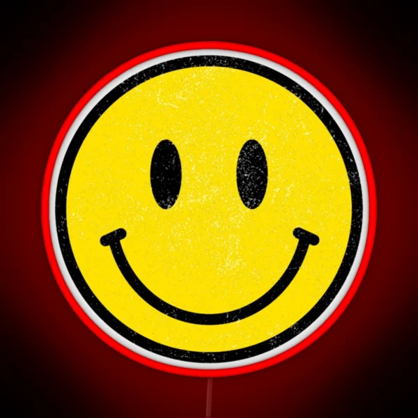 Vintage Retro Happy Smiley Face 80s 90s Aesthetic RGB Neon Sign