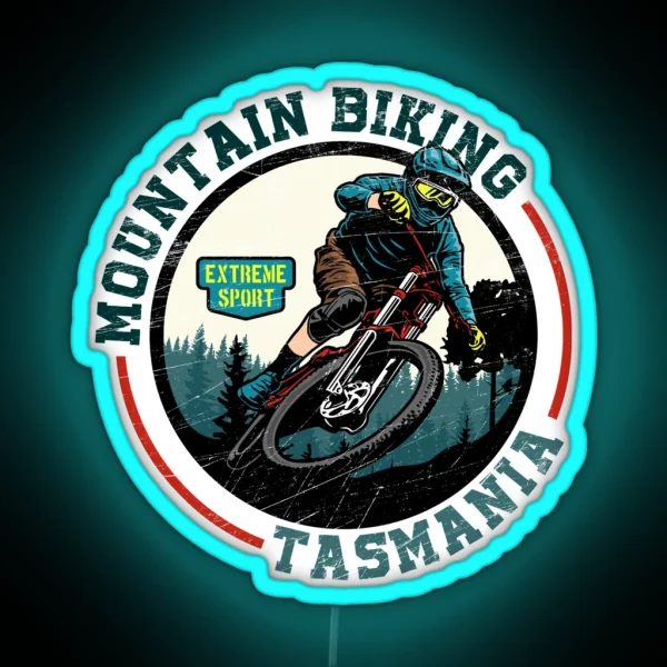 Vintage Retro Tasmania Australia Mountain Biking Bmx RGB Neon Sign