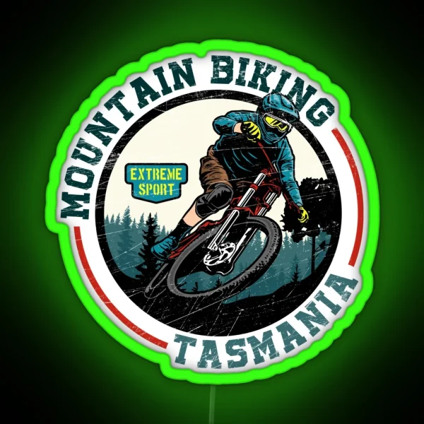 Vintage Retro Tasmania Australia Mountain Biking Bmx RGB Neon Sign