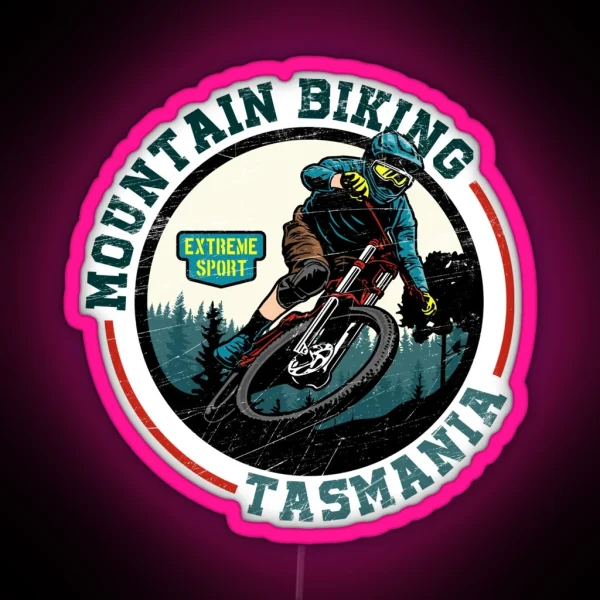 Vintage Retro Tasmania Australia Mountain Biking Bmx RGB Neon Sign