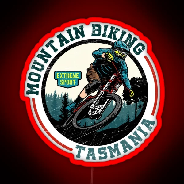 Vintage Retro Tasmania Australia Mountain Biking Bmx RGB Neon Sign