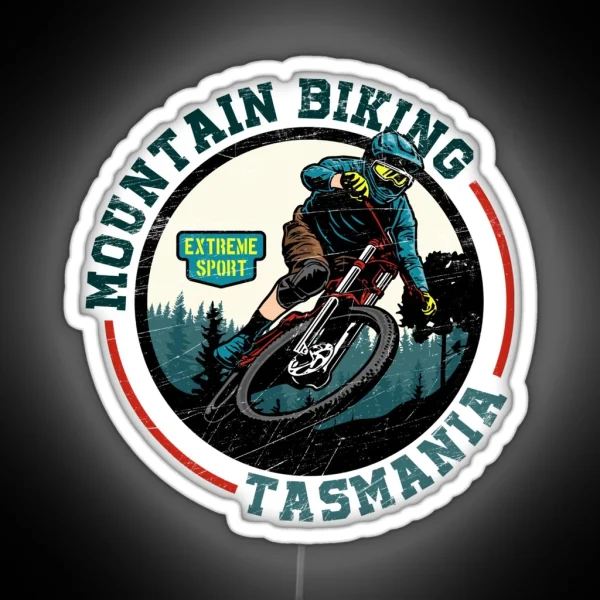 Vintage Retro Tasmania Australia Mountain Biking Bmx RGB Neon Sign