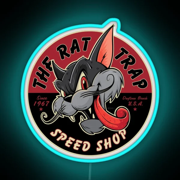 Vintage Rockabilly Hot Rod Cat RGB Neon Sign