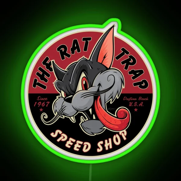 Vintage Rockabilly Hot Rod Cat RGB Neon Sign