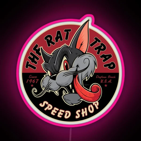 Vintage Rockabilly Hot Rod Cat RGB Neon Sign
