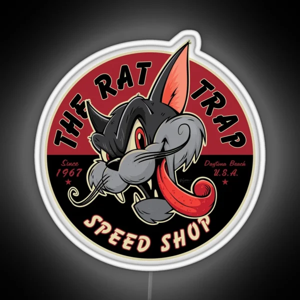 Vintage Rockabilly Hot Rod Cat RGB Neon Sign