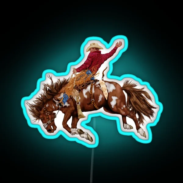 Vintage Rodeo Cowboy RGB Neon Sign