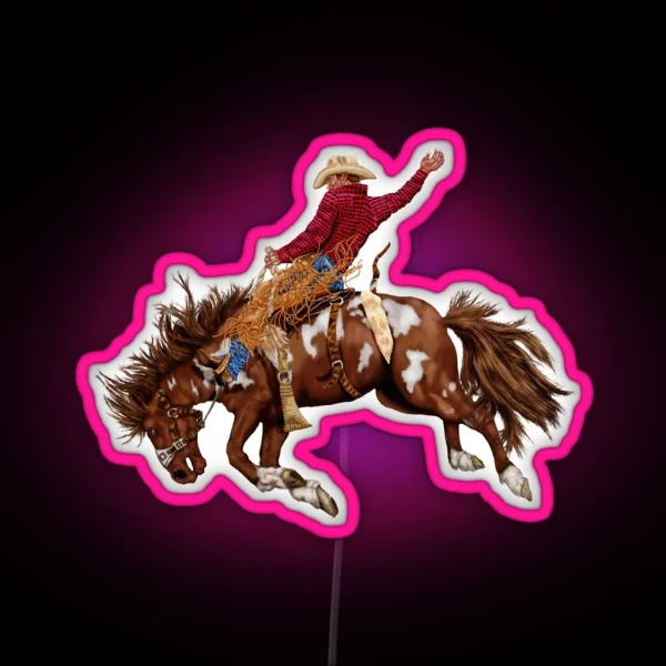 Vintage Rodeo Cowboy RGB Neon Sign