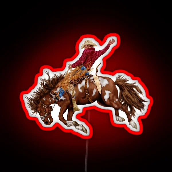 Vintage Rodeo Cowboy RGB Neon Sign
