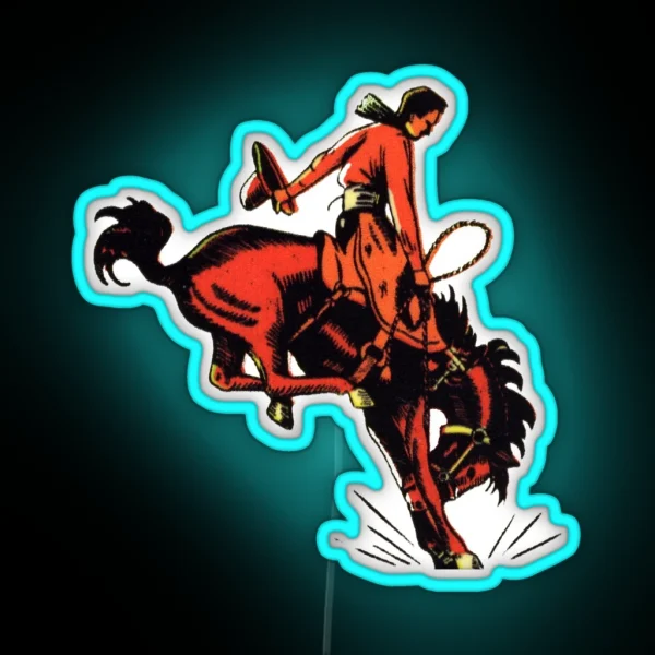 Vintage Rodeo Cowboy RGB Neon Sign