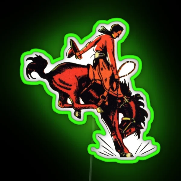 Vintage Rodeo Cowboy RGB Neon Sign