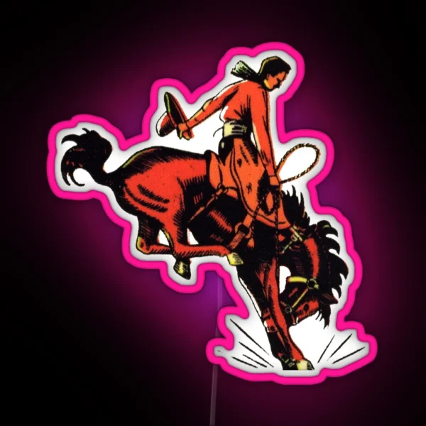 Vintage Rodeo Cowboy RGB Neon Sign