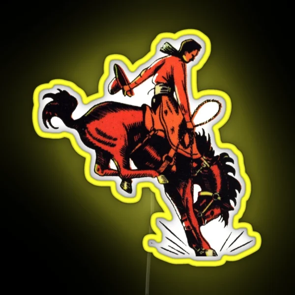 Vintage Rodeo Cowboy RGB Neon Sign