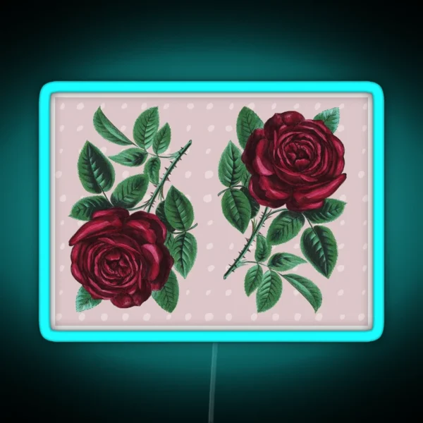 Vintage Rose Pattern RGB Neon Sign