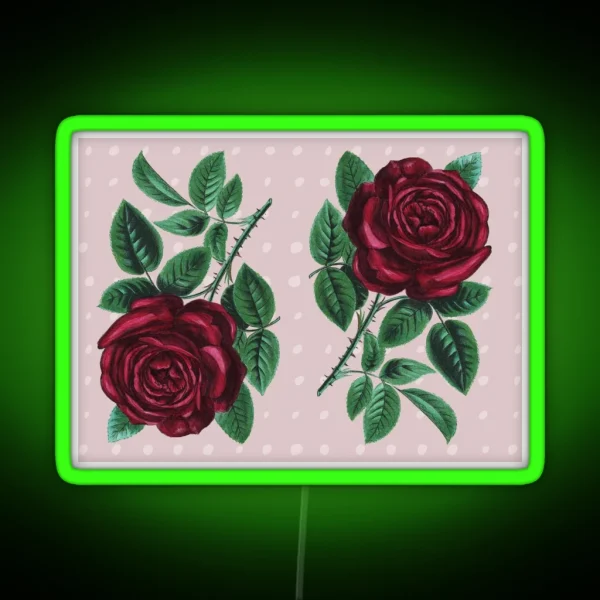 Vintage Rose Pattern RGB Neon Sign