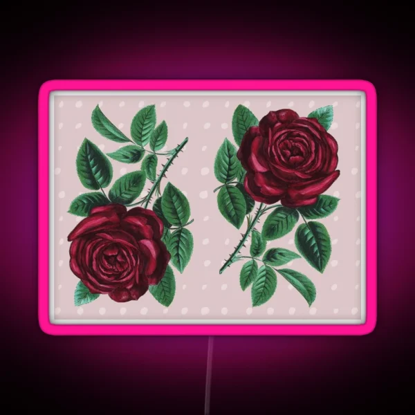 Vintage Rose Pattern RGB Neon Sign