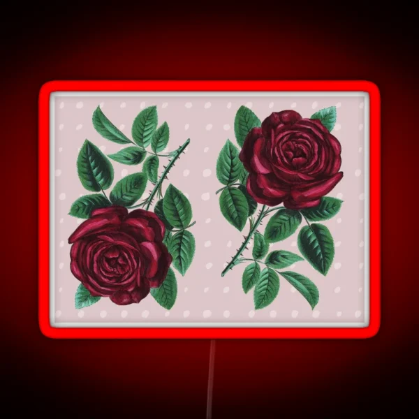 Vintage Rose Pattern RGB Neon Sign
