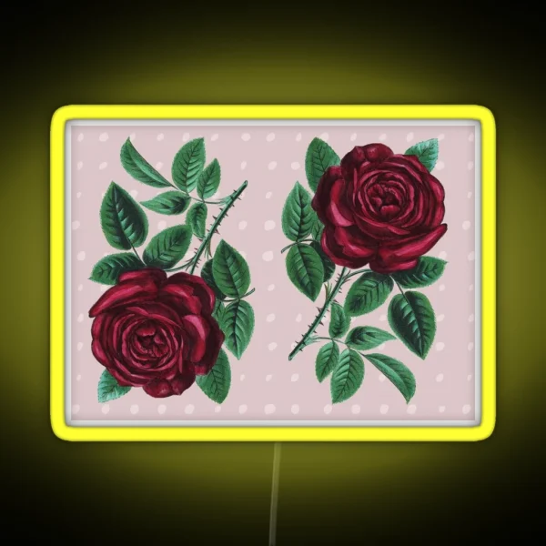 Vintage Rose Pattern RGB Neon Sign