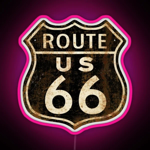 Vintage Route 66 RGB Neon Sign