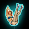 Vintage Pin-Up Girl in Navy Blue Bikini with Sailor's Hat Neon Sign