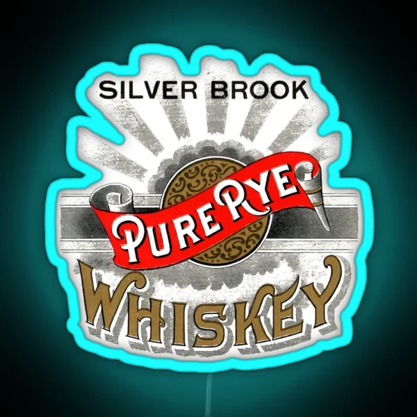 Vintage Silver Brook Pure Rye Whiskey RGB Neon Sign