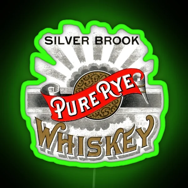 Vintage Silver Brook Pure Rye Whiskey RGB Neon Sign