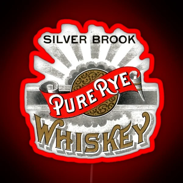 Vintage Silver Brook Pure Rye Whiskey RGB Neon Sign