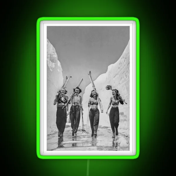 Vintage Ski Girls RGB Neon Sign