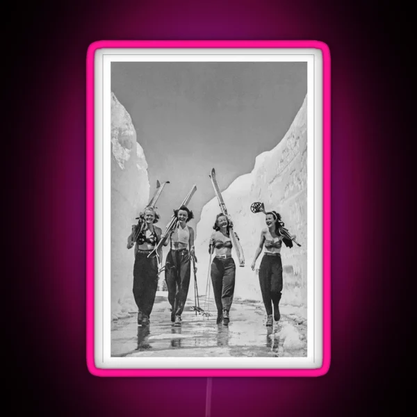 Vintage Ski Girls RGB Neon Sign