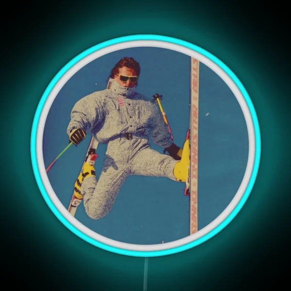 Vintage Skier New Style Freerider RGB Neon Sign