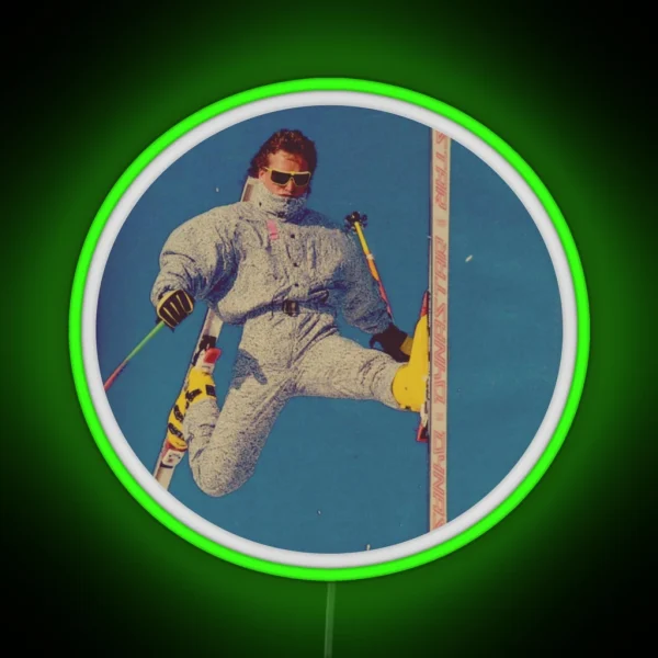 Vintage Skier New Style Freerider RGB Neon Sign