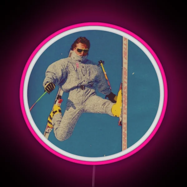 Vintage Skier New Style Freerider RGB Neon Sign