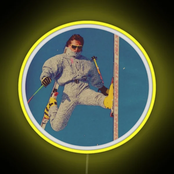 Vintage Skier New Style Freerider RGB Neon Sign