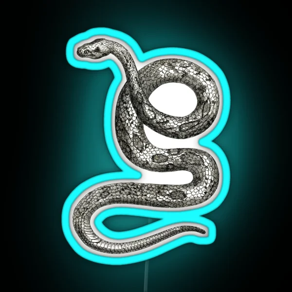 Vintage Snake Illustration RGB Neon Sign