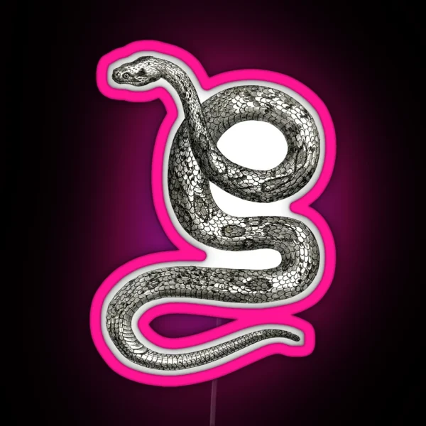 Vintage Snake Illustration RGB Neon Sign