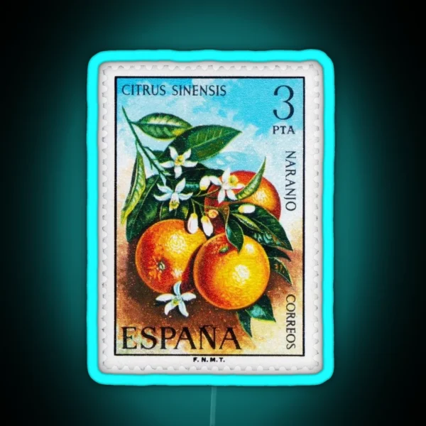 Vintage Spain Stamp RGB Neon Sign