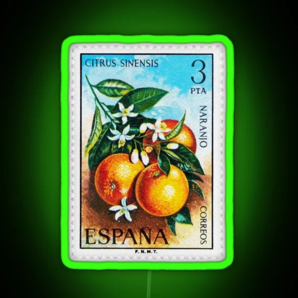Vintage Spain Stamp RGB Neon Sign