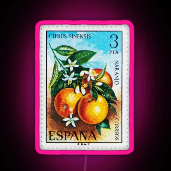 Vintage Spain Stamp RGB Neon Sign