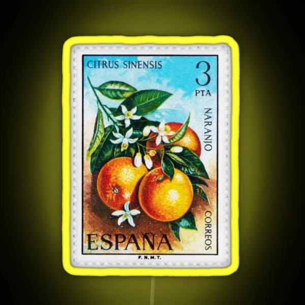 Vintage Spain Stamp RGB Neon Sign