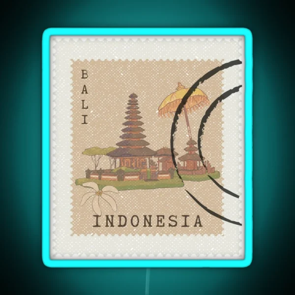 Vintage Stamp Bali Indonesia Style RGB Neon Sign