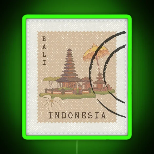 Vintage Stamp Bali Indonesia Style RGB Neon Sign