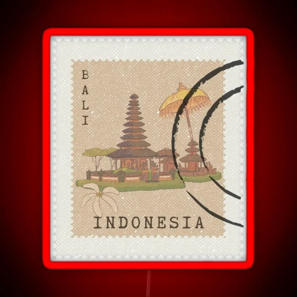 Vintage Stamp Bali Indonesia Style RGB Neon Sign