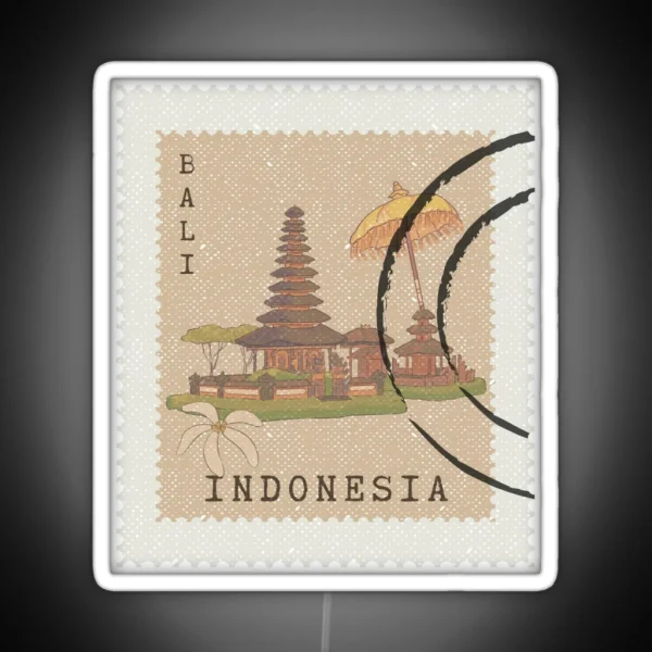 Vintage Stamp Bali Indonesia Style RGB Neon Sign
