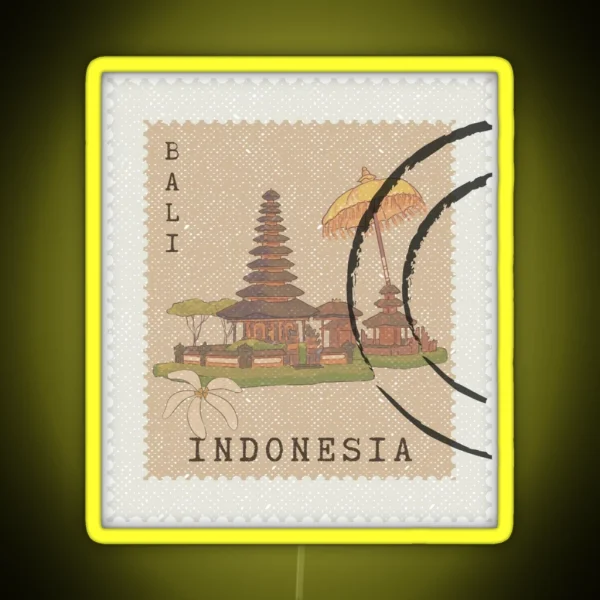 Vintage Stamp Bali Indonesia Style RGB Neon Sign