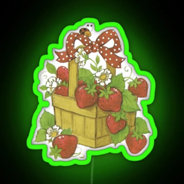 Vintage Strawberry Shortcake Basket RGB Neon Sign