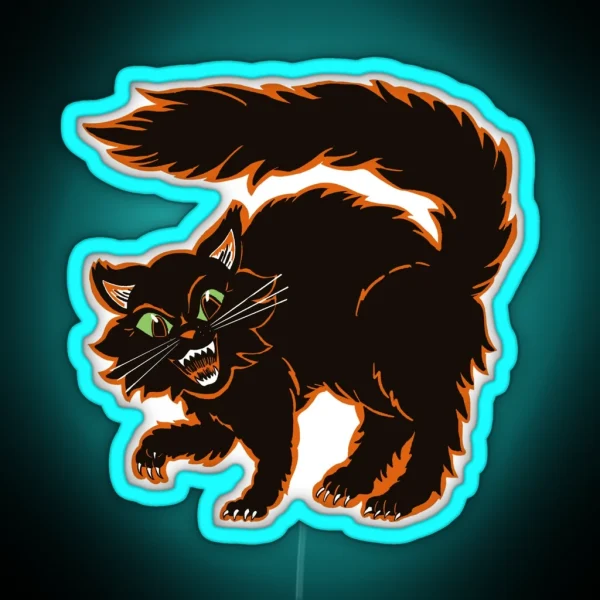 Vintage Style Spooky Halloween Cat RGB Neon Sign