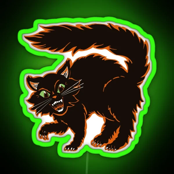 Vintage Style Spooky Halloween Cat RGB Neon Sign