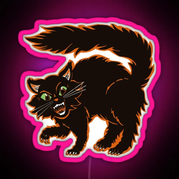Vintage Style Spooky Halloween Cat RGB Neon Sign